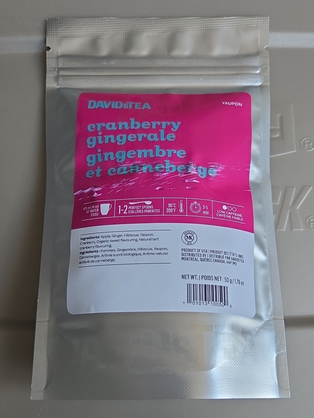 2/$20 New! Sealed! Davidstea CRANBERRY GINGERALE Loose Leaf Tea 50g Davids Tea